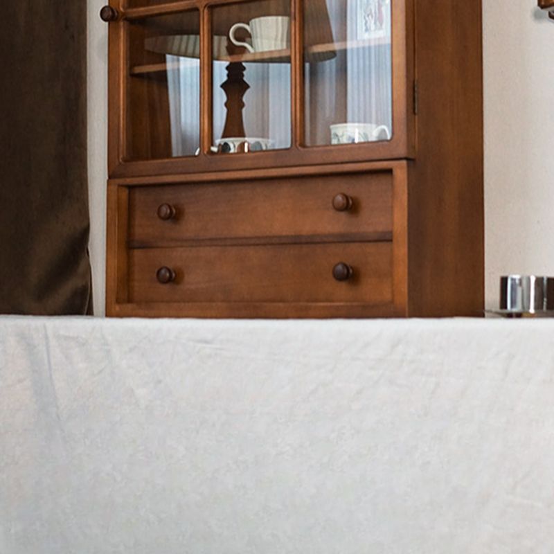 Nordic Pecan China Cabinet with Container Storage, Double Doors