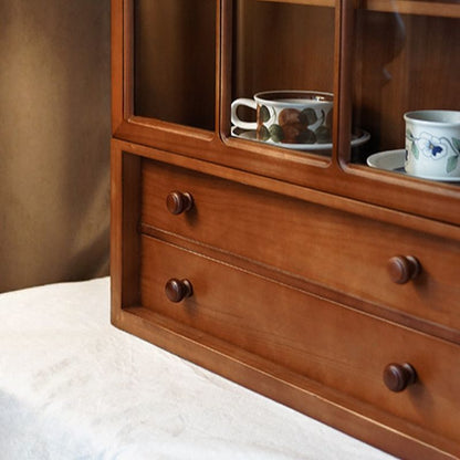 Nordic Pecan China Cabinet with Container Storage, Double Doors
