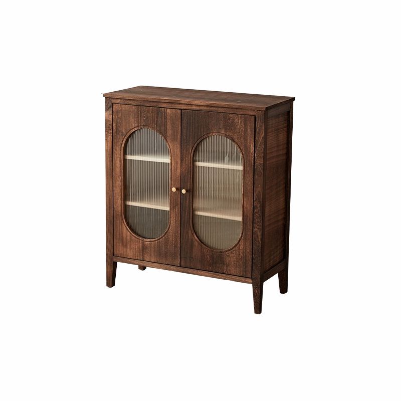 Wooden China Cabinet with Adjustable Shelves and Glass Doors for Display Storage - Dark Brown 47"L x 14"W x 36"H