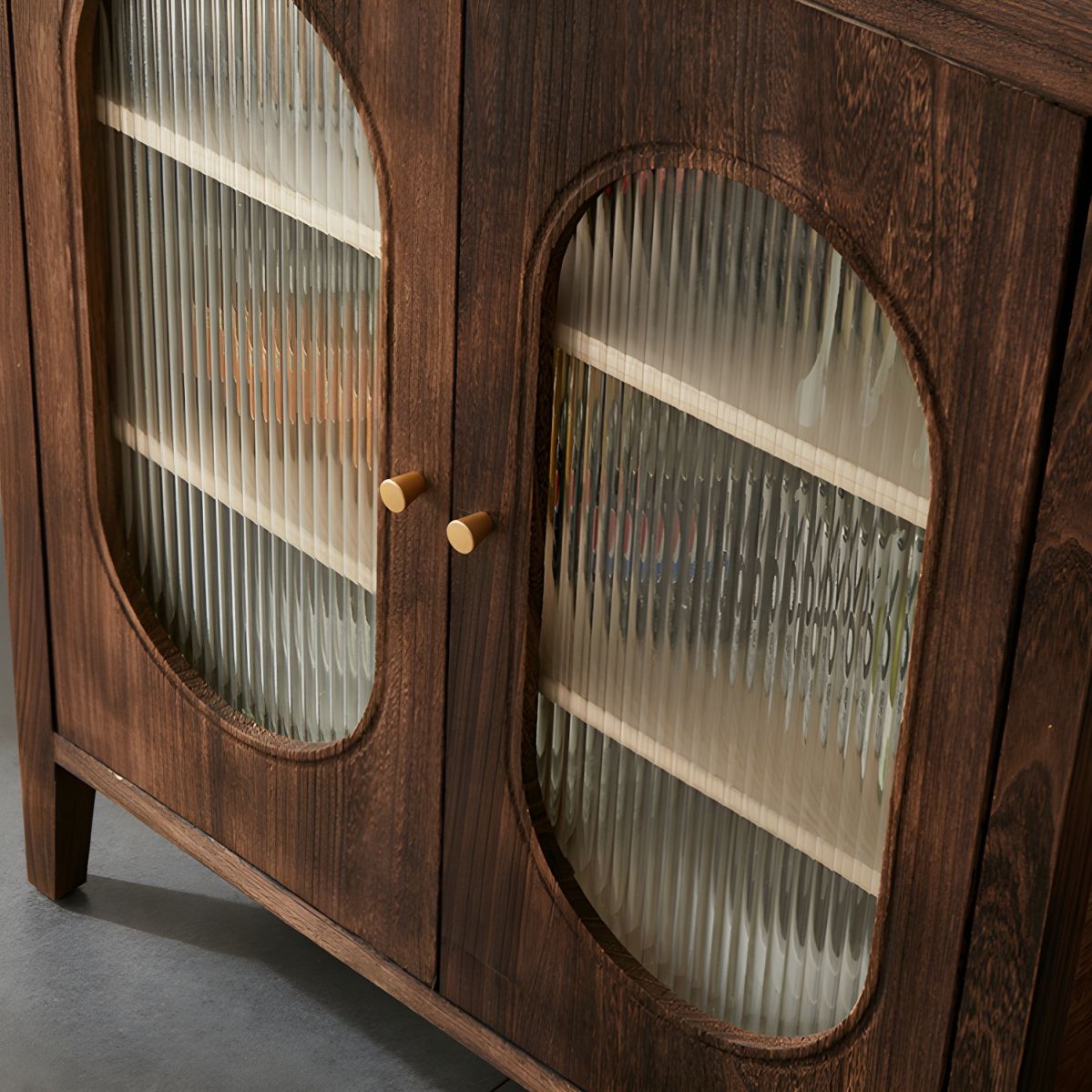 Wooden China Cabinet with Adjustable Shelves and Glass Doors for Display Storage - Dark Brown 47"L x 14"W x 36"H