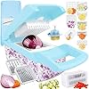 Pro-Series 16-in-1 Vegetable Chopper, Dewpeton Mandoline Slicer, Veggie Chopper, Food Chopper with Container, Vegetable Cutter Chopper & Spiralizer for Onion Salad (Home Essential Gadget & Kitchen)