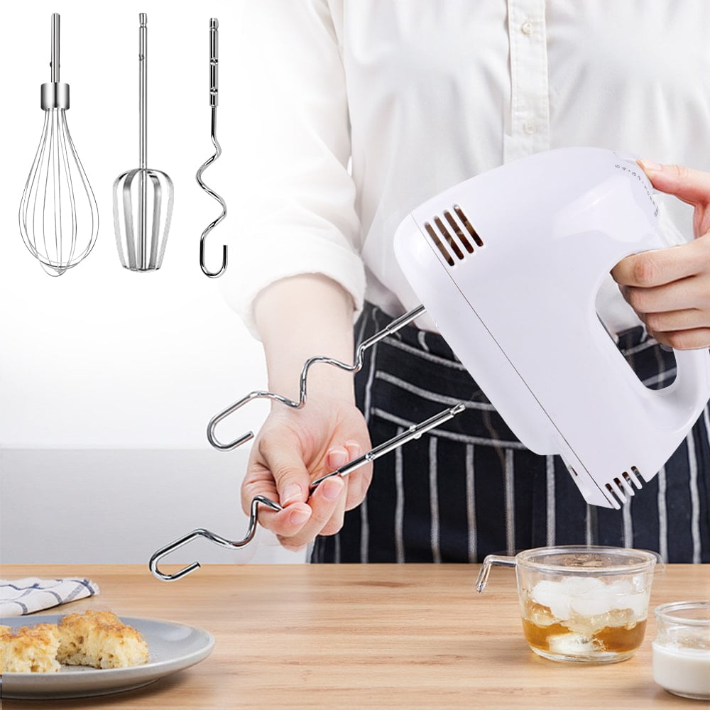 KOSBON Electric Hand Mixer Mixing Bowls Set, Upgrade 5-Speeds Mixers with Silver Nesting Stainless Steel Mixing Bowl, Measuring Cups and Spoons Whisk Blender - Baking Supplies for Cooking