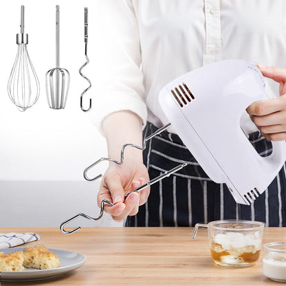 KOSBON Electric Hand Mixer Mixing Bowls Set, Upgrade 5-Speeds Mixers with Silver Nesting Stainless Steel Mixing Bowl, Measuring Cups and Spoons Whisk Blender - Baking Supplies for Cooking