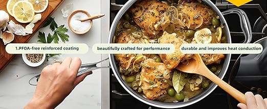 Umite Chef Stainless Steel Cookware Set, 5 Ply 14 Piece Stainless Steel Pot and Pan Set-Induction, Heavy Chef Quality, Oven Safe | Professional Kitchen Cooking Appliances, PFOA, PTFE & PFOS Free