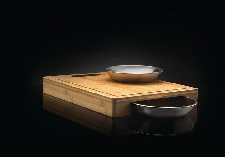 Bamboo Cutting Board with Stainless Steel Bowls Charcuterie Board Set with 3 Bowls & Utensils