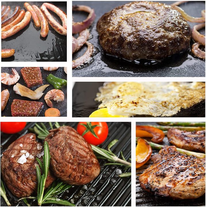 Easy to Clean Non-Stick Double-Sided Steak Frying Pan Grill Grill Pan Cast Iron Cooking Pan Suitable for Gas and Oven