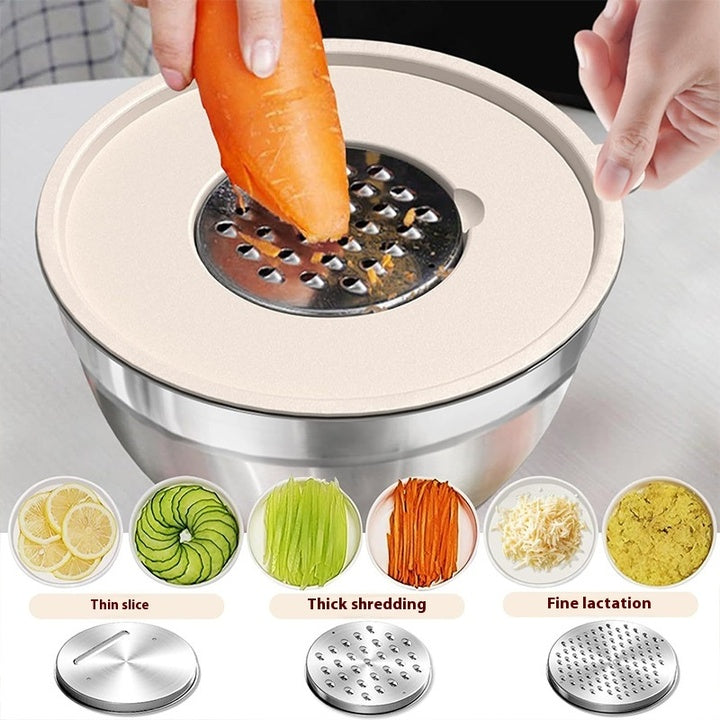 Five-Piece 304 Stainless Steel Cooking Bowl Set Thickened Egg Beating Salad Graduated Vegetable Washing Baking Tools