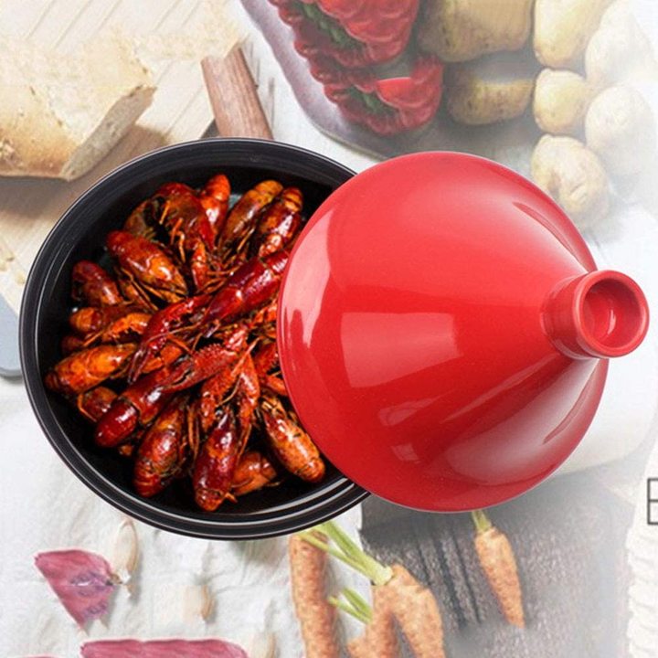 Casserole Slow Cooker 2.4 qt Ceramic Pots for Cooking and Stew Hand Made Tagine Pot with Lid
