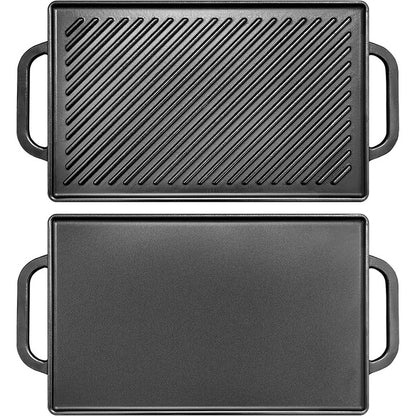 Easy to Clean Non-Stick Double-Sided Steak Frying Pan Grill Grill Pan Cast Iron Cooking Pan Suitable for Gas and Oven