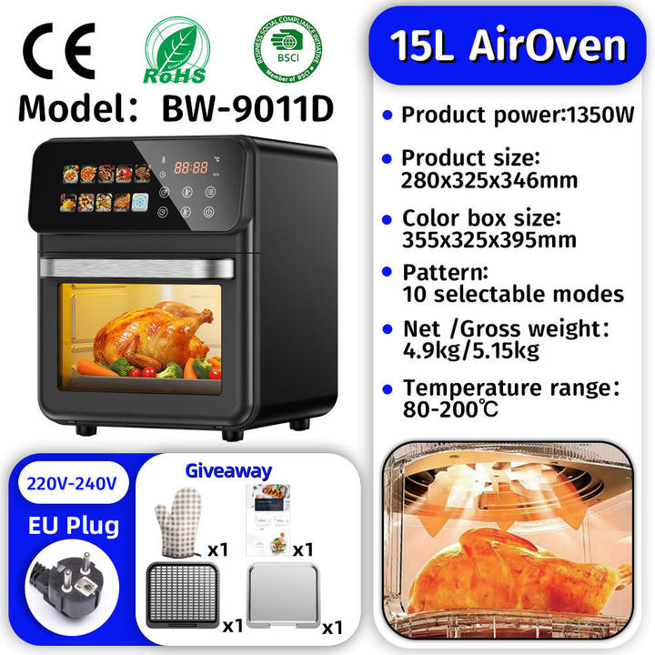Commercial Digital Large-Capacity Touchscreen Display Stainless Steel Double Basket Smart Electric Square air Fryer Oven Home