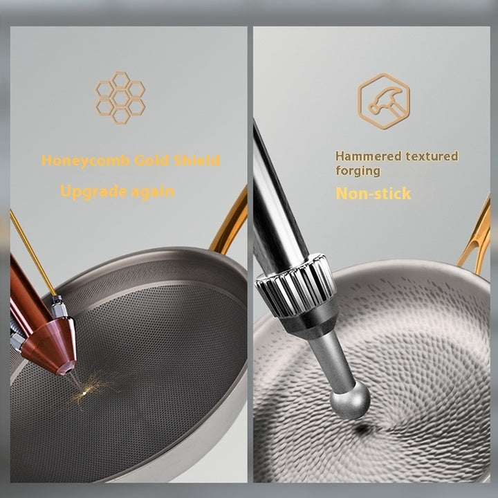 Lennon Custom Pure Titanium Uncoated Wok Modern Design Gilding Technique Non-Stick Oven Dishwasher Safe Soup Pan Milk Pan Frying