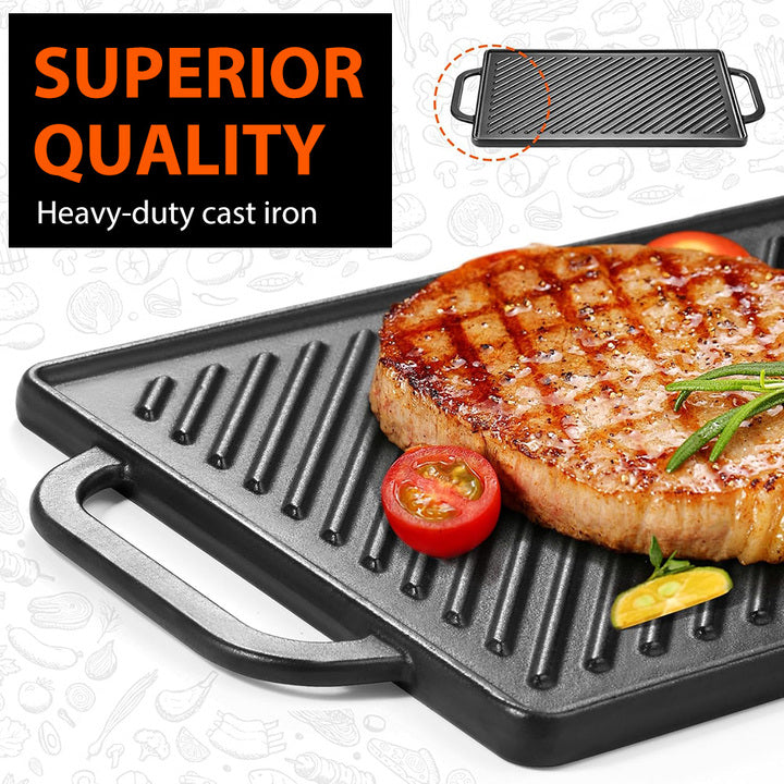 Easy to Clean Non-Stick Double-Sided Steak Frying Pan Grill Grill Pan Cast Iron Cooking Pan Suitable for Gas and Oven