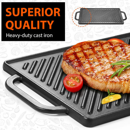 Easy to Clean Non-Stick Double-Sided Steak Frying Pan Grill Grill Pan Cast Iron Cooking Pan Suitable for Gas and Oven