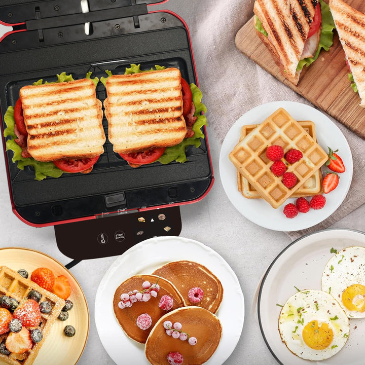 Non Stick Easy To Operate Big Size Smart Electric Digital Pancake Maker Wiffle Sandwich Maker for 3-4 Family