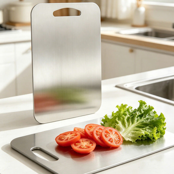 Pure Stainless Steel 304 Cutting Board for Kitchen Camping Double Sided Anti Scratch Odor Free Dishwasher Safe High Quality