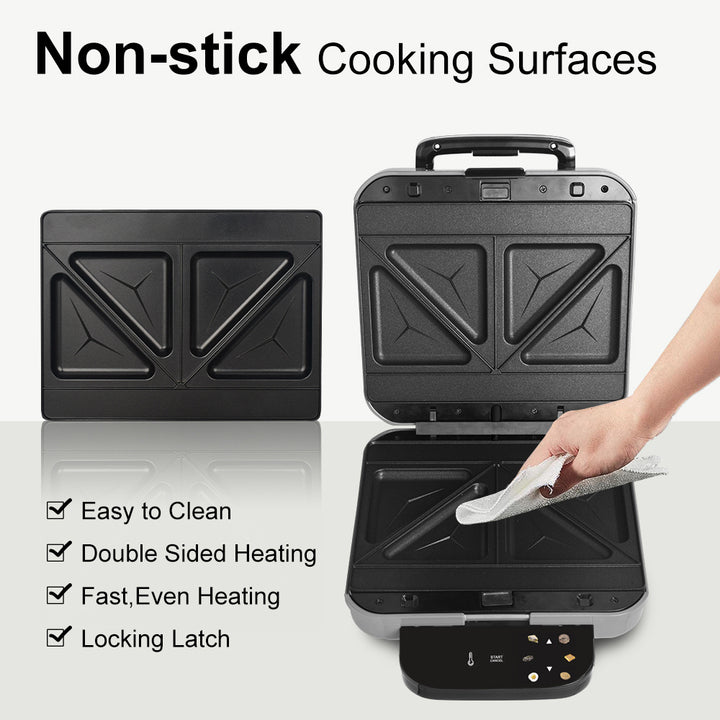 Non Stick Easy To Operate Big Size Smart Electric Digital Pancake Maker Wiffle Sandwich Maker for 3-4 Family