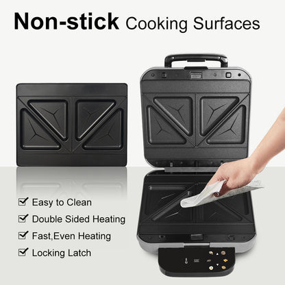 Non Stick Easy To Operate Big Size Smart Electric Digital Pancake Maker Wiffle Sandwich Maker for 3-4 Family