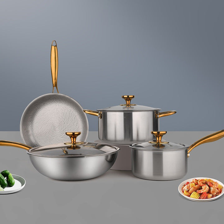 Lennon Custom Pure Titanium Uncoated Wok Modern Design Gilding Technique Non-Stick Oven Dishwasher Safe Soup Pan Milk Pan Frying