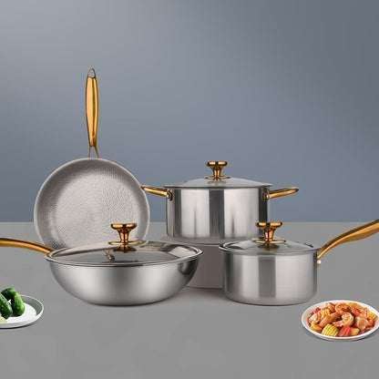 Lennon Custom Pure Titanium Uncoated Wok Modern Design Gilding Technique Non-Stick Oven Dishwasher Safe Soup Pan Milk Pan Frying