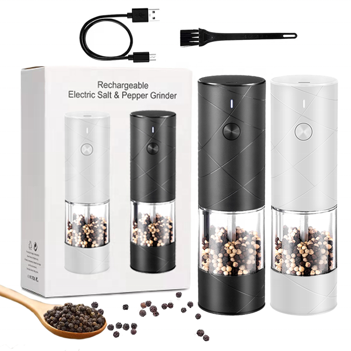 Hot Selling USB Rechargeable Large Capacity Adjustable Plastic Electric Salt and Pepper Grinder Set Salt Grinder & Ceramic Corn