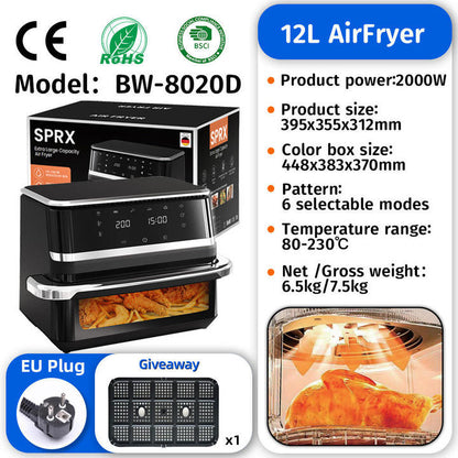 Commercial Digital Large-Capacity Touchscreen Display Stainless Steel Double Basket Smart Electric Square air Fryer Oven Home