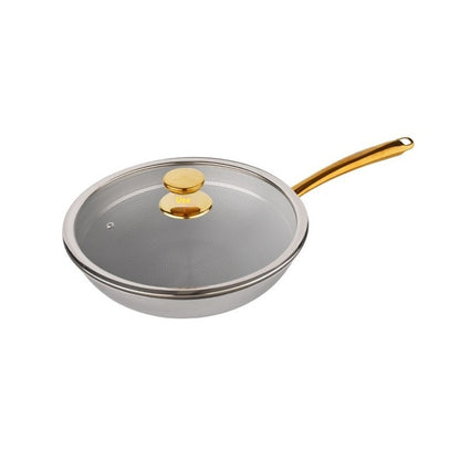 Lennon Custom Pure Titanium Uncoated Wok Modern Design Gilding Technique Non-Stick Oven Dishwasher Safe Soup Pan Milk Pan Frying