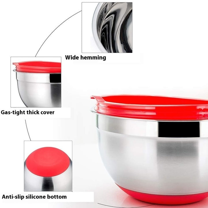 Five-Piece 304 Stainless Steel Cooking Bowl Set Thickened Egg Beating Salad Graduated Vegetable Washing Baking Tools