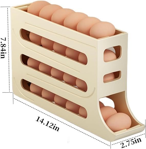 30 Grids 4 Tier Egg Organizer Automatic Sliding Eggs Tray Storage Box Holder Refrigerator Egg Container for Kitchen Accessories