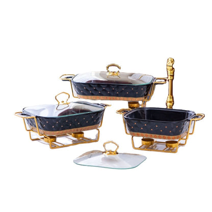 Luxury 11/13/15inches Gold Ceramic Chafing Dish Buffet Set New Design Discount Chafing Dishes for Catering