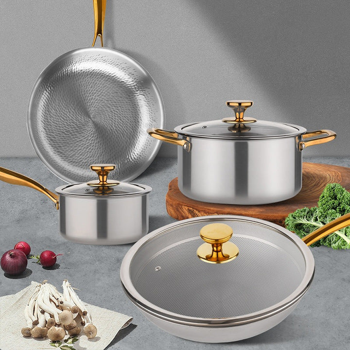 Lennon Custom Pure Titanium Uncoated Wok Modern Design Gilding Technique Non-Stick Oven Dishwasher Safe Soup Pan Milk Pan Frying