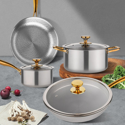Lennon Custom Pure Titanium Uncoated Wok Modern Design Gilding Technique Non-Stick Oven Dishwasher Safe Soup Pan Milk Pan Frying