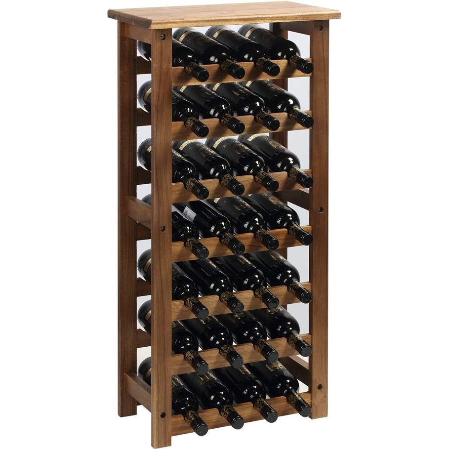 Everous Wooden 7-Tier Floor Wine Rack 28-Bottle Holder