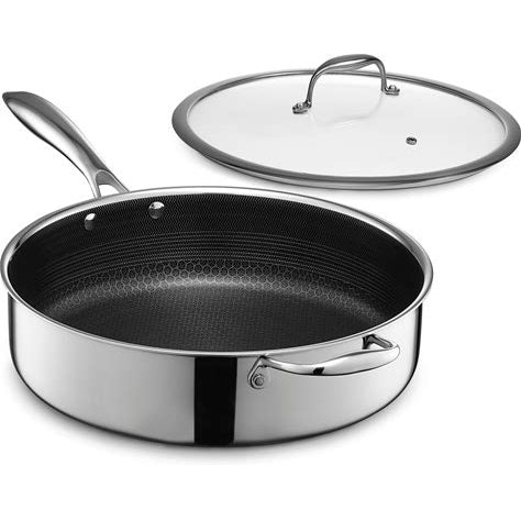 HexClad 5.5QT Hybrid Deep Sauté Pan With Lid