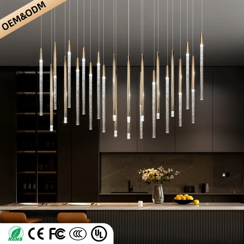Modern Ceiling Chandeliers Kitchen Island Acrylic Pendant Light Chandelier Over the Dining Table Lighting Luxury Hanging Lamp