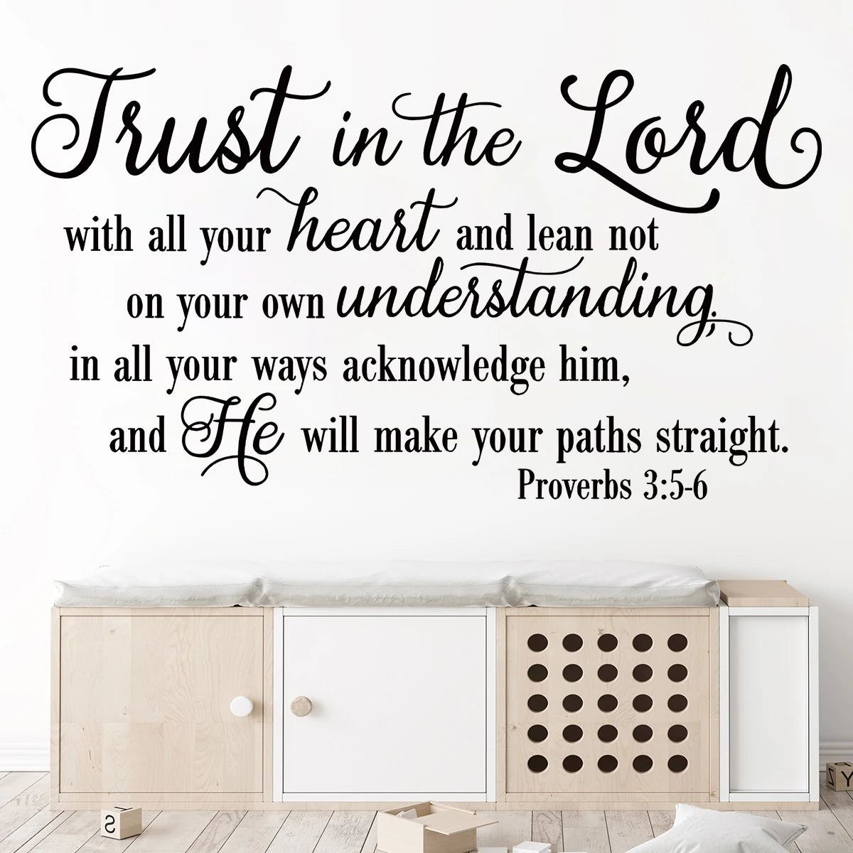 Scripture“Trust in the Lord With All Your Heart”Art Wall Stickers for Kids Room Bedroom Nursery Home Decoration Wall Decal