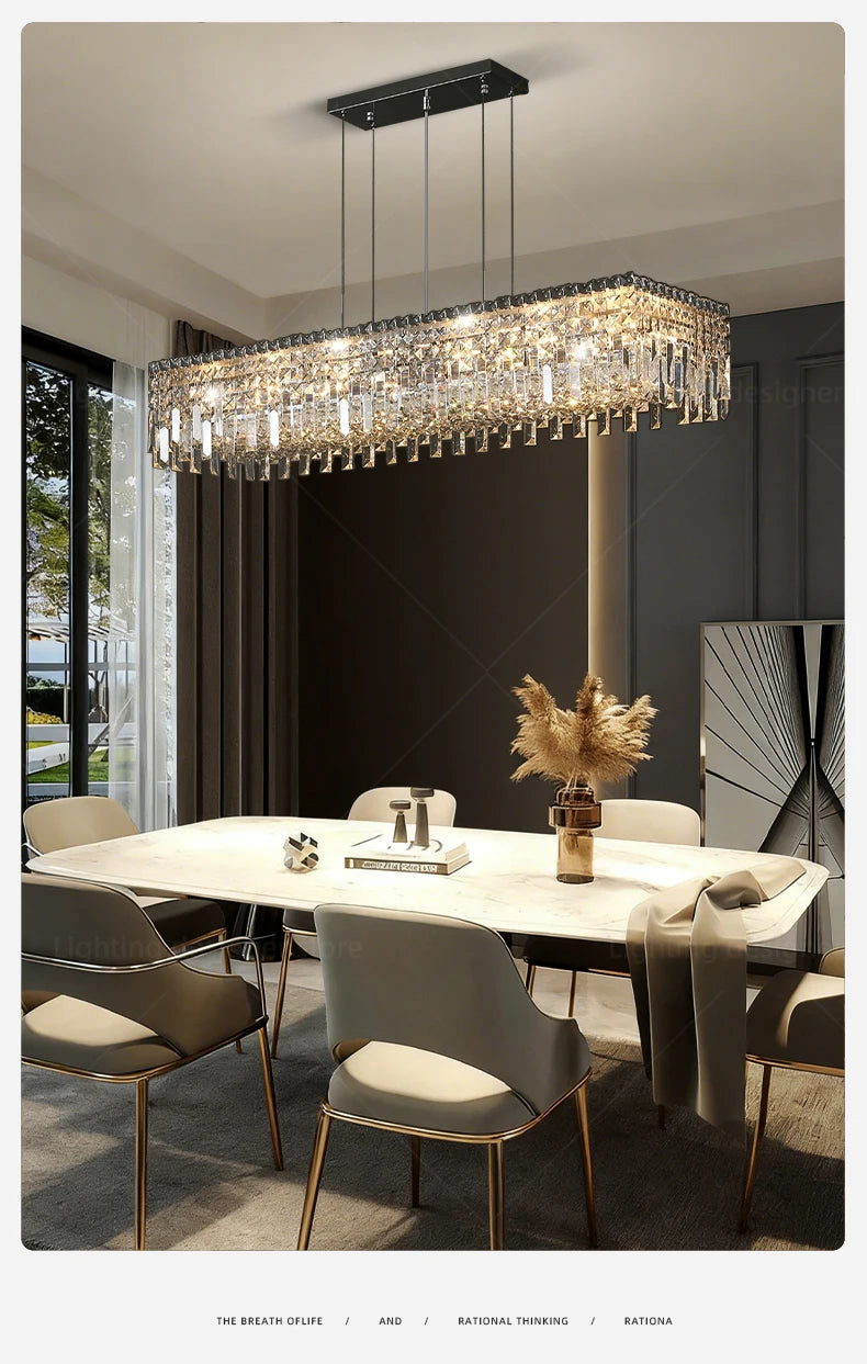 Pendant Lamp for Kitchen Over the Table Nordic Luxury Dining Room Crystal Chandelier Indoor Kitchen Island Crystal Hanging Lamp