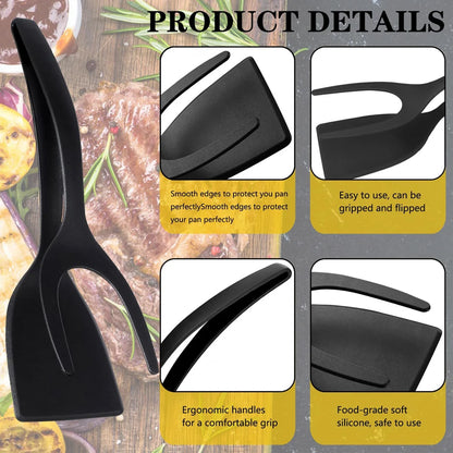 2-in-1 Spatula Tongs Nonstick Egg Flipper