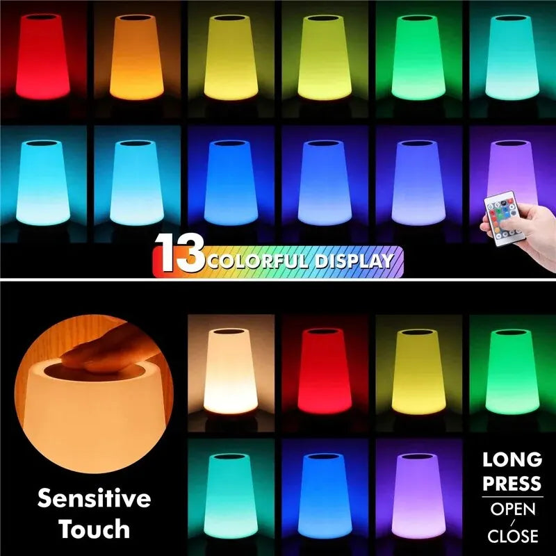13 Colors Touch Remote Rechargeable LED Lamp