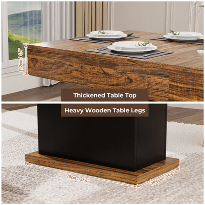 Bigbiglife 55" LED Dining Table with 2 Drawers,Wood Pedestal Base Kitchen Table for 4-6 People