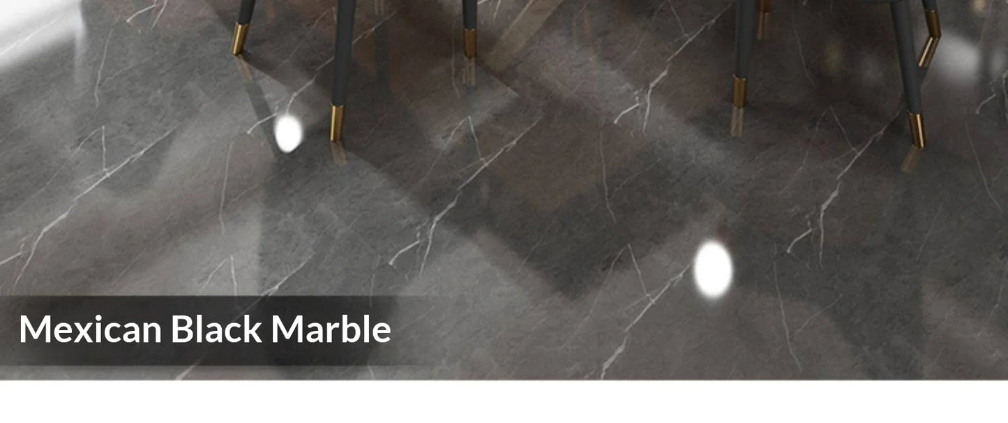 Marble Dining Table with Gold Metal Frame, Elegant Household Furniture for Dining Room & Guest Room.