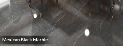 Marble Dining Table with Gold Metal Frame, Elegant Household Furniture for Dining Room & Guest Room.