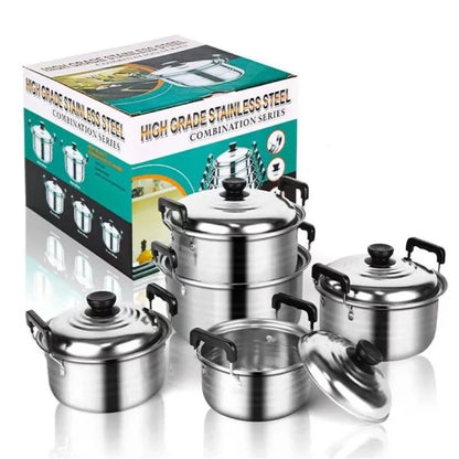 5pcs Stainless Steel Stock Pot Set
