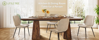 LITTLE TREE Dining Table for 6 People,Rectangle Table with Heavy Duty Legs, Modern Dining Table for Kitchen, Dining Room