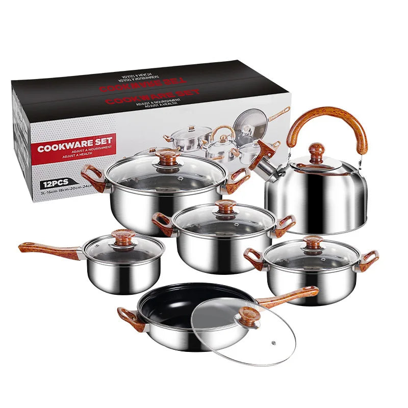 12pcs Stainless Steel Cookware Set