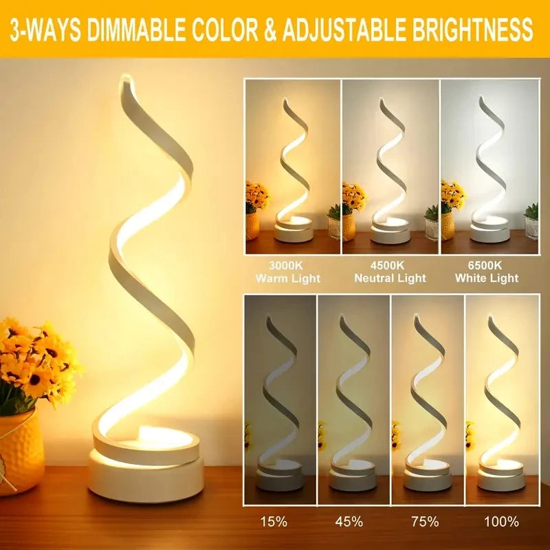 Modern Spiral Touch Bedside Lamp