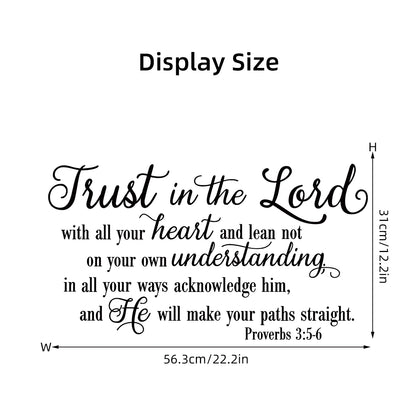 Scripture“Trust in the Lord With All Your Heart”Art Wall Stickers for Kids Room Bedroom Nursery Home Decoration Wall Decal