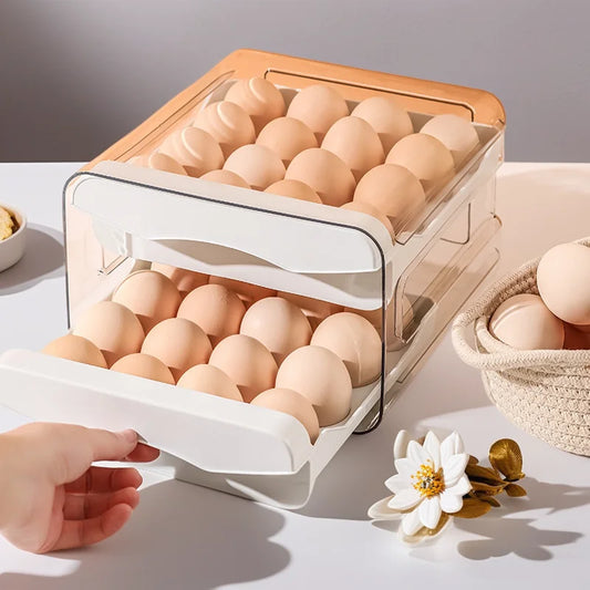 Refrigerator, Egg Storage, Storage Box, Drawer Type Fresh-keeping Box, Kitchen Box, Household Superimposed Egg Tray Double Layer
