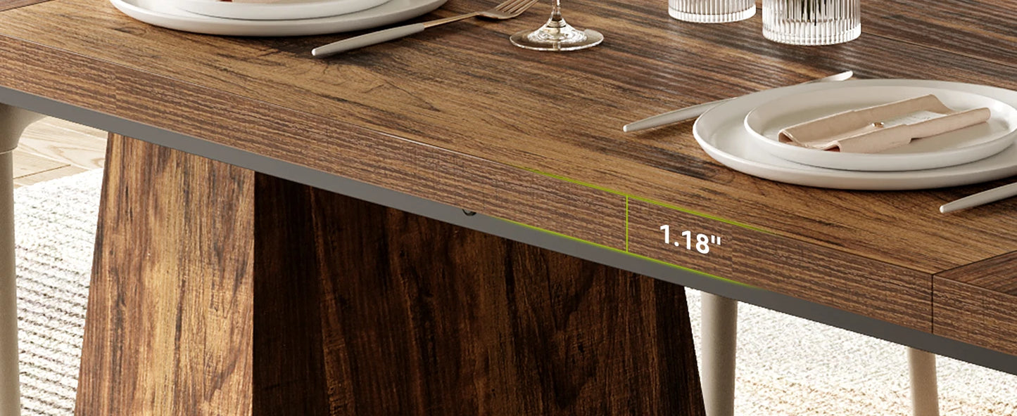 LITTLE TREE Dining Table for 6 People,Rectangle Table with Heavy Duty Legs, Modern Dining Table for Kitchen, Dining Room