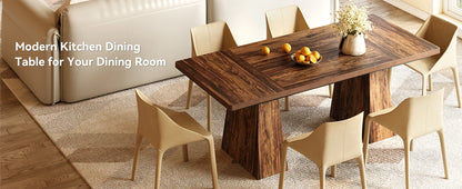 LITTLE TREE Dining Table for 6 People,Rectangle Table with Heavy Duty Legs, Modern Dining Table for Kitchen, Dining Room