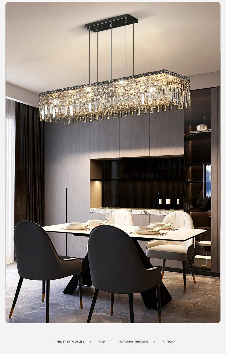 Pendant Lamp for Kitchen Over the Table Nordic Luxury Dining Room Crystal Chandelier Indoor Kitchen Island Crystal Hanging Lamp
